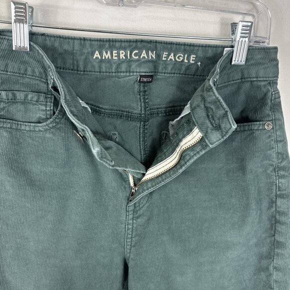 American Eagle Women's 2 Mom Straight Corduroy Pants Sage Green EUC Inseam 27.5" - Picture 5 of 12